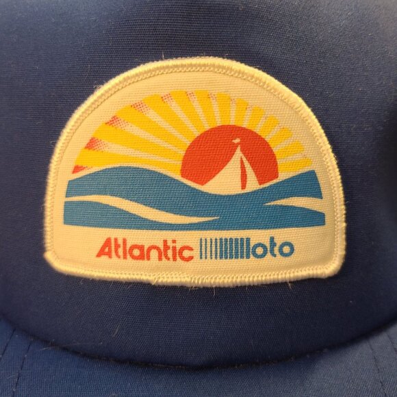 Vintage 90s Trucker Hat Atlantic loto Patch Foam/ Mesh Adjustable Hat - Picture 2 of 8